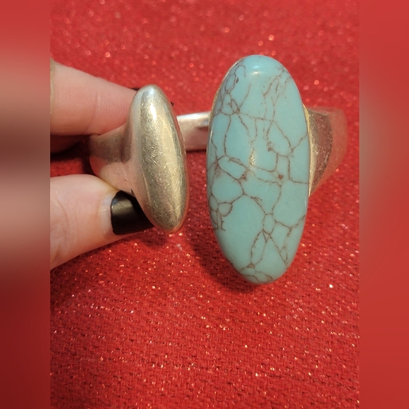 Robert Lee Morris (RLM) Hinged Bangle Soho Turquoise Silver Plate Bracelet - Picture 4 of 13